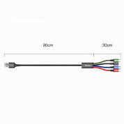 Baseus Fast 4-in-1 Charging Data Cable (CA1T4-A01) - универсален USB-A кабел с microUSB, 2x Lightning и USB-C конектори (120 см) (черен) 4