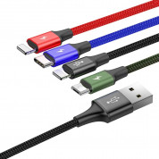 Baseus Fast 4-in-1 Charging Data Cable (CA1T4-A01) - универсален USB-A кабел с microUSB, 2x Lightning и USB-C конектори (120 см) (черен) 1