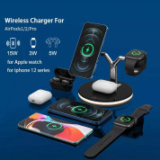 JC Y Stand 3-in-1 Wireless Charger - тройна поставка (пад) за безжично зареждане за iPhone с Magsafe, Apple Watch, AirPods Pro и Qi съвместими мобилни устройства (черен) 4