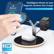 JC Y Stand 3-in-1 Wireless Charger - тройна поставка (пад) за безжично зареждане за iPhone с Magsafe, Apple Watch, AirPods Pro и Qi съвместими мобилни устройства (черен) 3