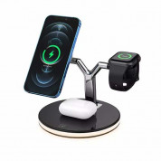 JC Y Stand 3-in-1 Wireless Charger - тройна поставка (пад) за безжично зареждане за iPhone с Magsafe, Apple Watch, AirPods Pro и Qi съвместими мобилни устройства (черен)