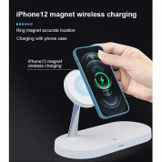 JC 5-in-1 Wireless Charger - тройна поставка (пад) за безжично зареждане за iPhone с MagSafe, Apple Watch, AirPods Pro и Qi съвместими мобилни устройства (бял) 3