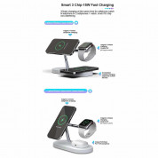 JC 5-in-1 Wireless Charger - тройна поставка (пад) за безжично зареждане за iPhone с MagSafe, Apple Watch, AirPods Pro и Qi съвместими мобилни устройства (бял) 4
