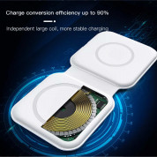 JC 2-in-1 MagSafe Wireless Charger - двойна поставка (пад) за безжично зареждане на iPhone с Magsafe, Apple Watch и Qi съвместими устройства (бял) 4