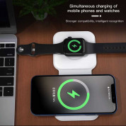 JC 2-in-1 MagSafe Wireless Charger - двойна поставка (пад) за безжично зареждане на iPhone с Magsafe, Apple Watch и Qi съвместими устройства (бял) 5