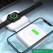 JC 2-in-1 MagSafe Wireless Charger - двойна поставка (пад) за безжично зареждане на iPhone с Magsafe, Apple Watch и Qi съвместими устройства (бял) 2