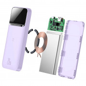 Baseus Magnetic Wireless Quick Charging Power Bank 10000 mAh (PPCX010005) - преносима външна батерия с USB-C порт, USB-A изход и безжично зареждане с MagSafe (лилав) 4