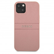 Guess Saffiano PU Leather Hard Case - дизайнерски кожен кейс за iPhone 13 (розов) 1