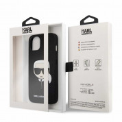 Karl Lagerfeld Saffiano Karl Head Leather Case - дизайнерски кожен кейс за iPhone 13 (черен)  5