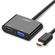 Ugreen HDMI to HDMI and VGA 4K Adapter - HDMI към HDMI и VGA адаптер с 3.5 аудио изход и microUSB вход (черен)