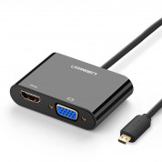 Ugreen micro HDMI to HDMI and VGA 4K Adapter - micro HDMI към HDMI и VGA адаптер с 3.5 аудио изход и microUSB вход (черен)
