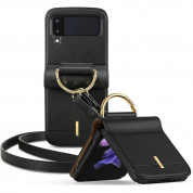 Spigen Linear Leather Case - кожен калъф за Samsung Galaxy Z Flip 3 5G (черен)