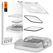 Spigen ProFlex EZ Fit Hybrid Glass Protector - хибридно защитно покритие с извити ръбове за целия дисплей на Apple Watch 45мм (2 броя) (черен-прозрачен)