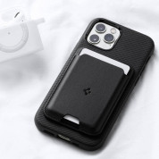 Spigen Valentinus MagSafe Card Holder - кожен портфейл (джоб) за прикрепяне към iPhone с MagSafe (черен) 15