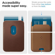 Spigen Valentinus MagSafe Card Holder- кожен портфейл (джоб) за прикрепяне към iPhone с MagSafe (кафяв) 10