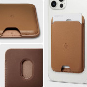 Spigen Valentinus MagSafe Card Holder- кожен портфейл (джоб) за прикрепяне към iPhone с MagSafe (кафяв) 9