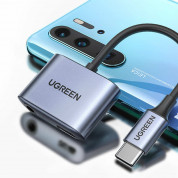 Ugreen Active USB-C to USB-C PD and 3.5mm AUX Audio Adapter Cable - активен адаптер USB-C към 3.5 мм. и USB-C изход (10 см) (сив) 9
