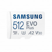 Samsung MicroSD 512GB EVo Plus A2 - microSD памет с SD адаптер за Samsung устройства (клас 10) (подходяща за GoPro, дронове и други) 