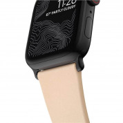 Nomad Strap Modern Slim Leather - кожена (естествена кожа) каишка за Apple Watch 38мм, 40мм, 41мм (бежов-черен) 3