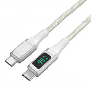 4smarts DigitCord USB-C to USB-C 100W - здрав кабел с въжена оплетка за бързо зареждане, за устройства с USB-C порт (150 см) (бял)
