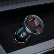 Baseus Digital Display PPS Dual Quick Car Charger 45W (TZCCBX-A0G) - зарядно за кола с USB-A и USB-C изходи с технология за бързо зареждане (тъмносив) 6