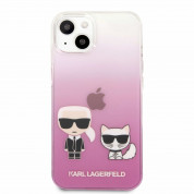 Karl Ikonik Karl and Choupette Case - дизайнерски кейс с висока защита за iPhone 13 mini (розов)  1