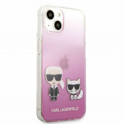 Karl Ikonik Karl and Choupette Case - дизайнерски кейс с висока защита за iPhone 13 mini (розов)  2