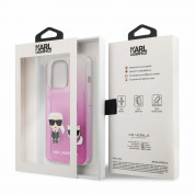 Karl Ikonik Karl and Choupette Case - дизайнерски кейс с висока защита за iPhone 13 Pro (розов)  5