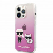 Karl Ikonik Karl and Choupette Case - дизайнерски кейс с висока защита за iPhone 13 Pro (розов) 