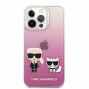 Karl Ikonik Karl and Choupette Case - дизайнерски кейс с висока защита за iPhone 13 Pro (розов)  1