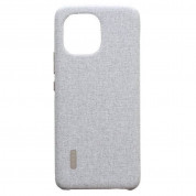 Xiaomi Cloth Pattern Vegan Leather Case - оригинален поликарбонатов кейс с кожено покритие за Xiaomi Mi 11 (сив)