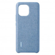 Xiaomi Cloth Pattern Vegan Leather Case - оригинален поликарбонатов кейс с кожено покритие за Xiaomi Mi 11 (син)