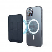 4smarts UltiMag ErgoFold Magnetic Kickstand Wallet - кожен портфейл (джоб) с вградена поставка за прикрепяне към iPhone с MagSafe (тъмносин)