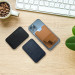 4smarts UltiMag ErgoFold Magnetic Kickstand Wallet - кожен портфейл (джоб) с вградена поставка за прикрепяне към iPhone с MagSafe (кафяв) 9