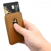 4smarts UltiMag ErgoFold Magnetic Kickstand Wallet - кожен портфейл (джоб) с вградена поставка за прикрепяне към iPhone с MagSafe (кафяв) 5