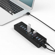 Orico USB 10 Port Hub with Power Adapter - 10-портов USB 3.0 хъб със захранване за компютри и лаптопи (черен) 4