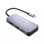 Orico USB-C 6-in-1 Hub - мултифункционален хъб за свързване на допълнителна периферия за устройства с USB-C (тъмносив)
