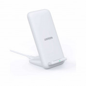 Ugreen Wireless Charger Stand 15W - поставка (пад) за безжично зареждане за Qi съвместими устройства (бял)