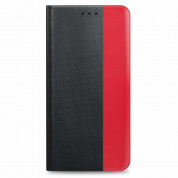 Prio Book Case - кожен калъф с поставка за Samsung Galaxy S22 (черен-червен)