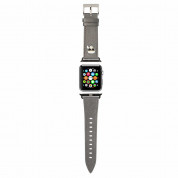 Karl Lagerfeld Karl Head PU Watch Strap - кожена каишка за Apple Watch 38мм, 40мм, 41мм (сребрист)