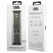 Karl Lagerfeld Karl Head PU Watch Strap - кожена каишка за Apple Watch 42мм, 45мм, 45мм (сребрист) 1