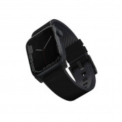 Uniq Straden Leather Hybrid Strap - хибридна каишка за Apple Watch 42мм, 44мм, 45мм (черен)