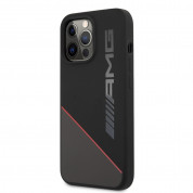 AMG Liquid Silicone Case - дизайнерски силиконов калъф за iPhone 13 Pro (черен-червен)
