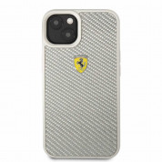 Ferrari Real Carbon Hard Case - хибриден удароустойчив кейс с карбоново покритие за iPhone 13 (сребрист) 2