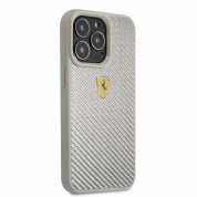 Ferrari Real Carbon Hard Case - хибриден удароустойчив кейс с карбоново покритие за iPhone 13 Pro (сребрист) 1