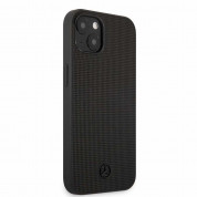 Mercedes-Benz Genuine Leather Meshed Hard Case for iPhone 13 (black) 1