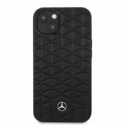 Mercedes-Benz Genuine Leather Quilted Hard Case - дизайнерски кожен кейс (естествена кожа) за iPhone 13 (черен) 2