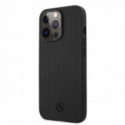 Mercedes-Benz Genuine Leather Meshed Hard Case for iPhone 13 Pro (black)