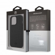 Mercedes-Benz Genuine Leather Meshed Hard Case - дизайнерски кожен кейс (естествена кожа) за iPhone 13 Pro (черен) 5