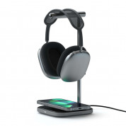 Satechi 2-in-1 Magnetic Wireless Headphone Stand - двойна поставка за слушалки и пад за безжично зареждане (сребрист-черен)	